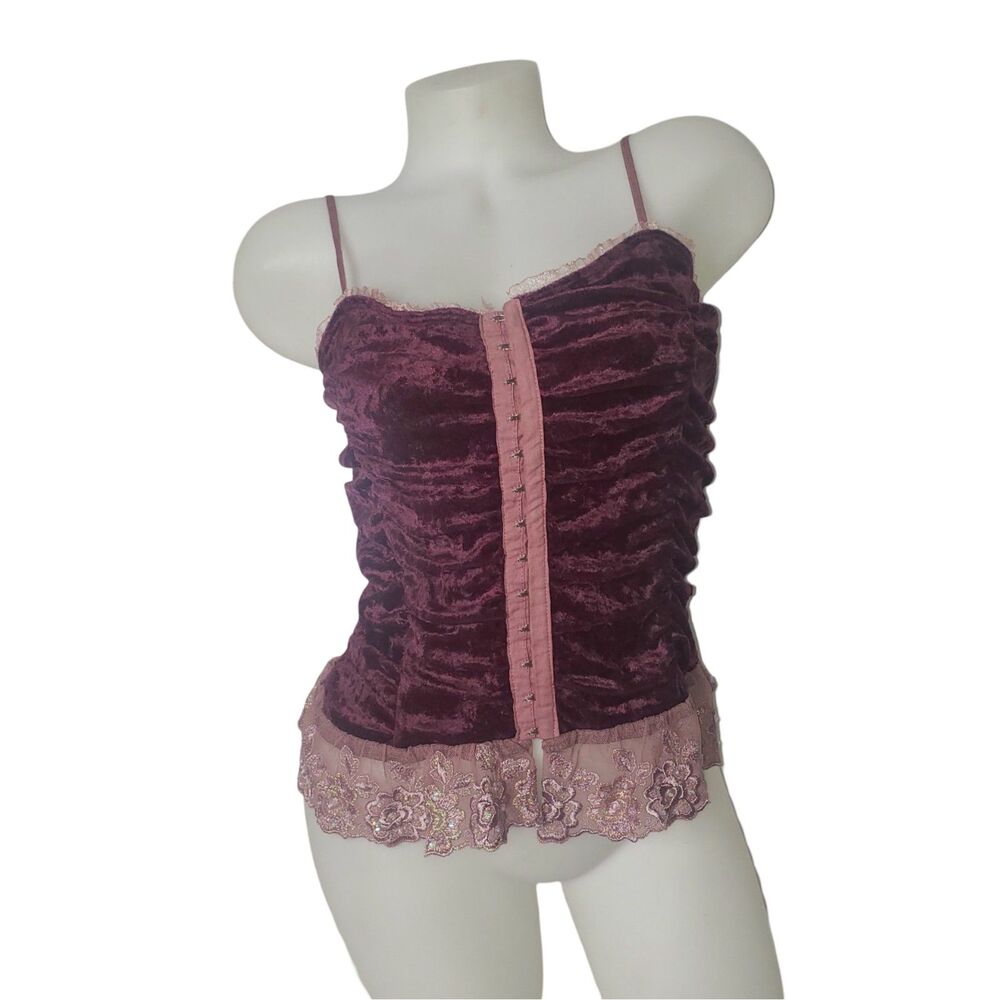 ORIGINAL Plum Purple Velour Lace Corset Top Womens Size Medium